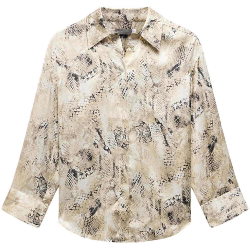 Mint Velvet Cream Snake Print Satin Shirt